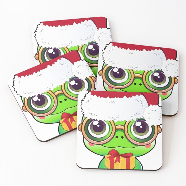 Artikelvorschau, Ein Frosch in einer Weihnachtsmütze. Geschenk in den Händen. Weihnachtsgeschenk. Der Frosch gibt ein Geschenk. entworfen und verkauft von lu-print-design.