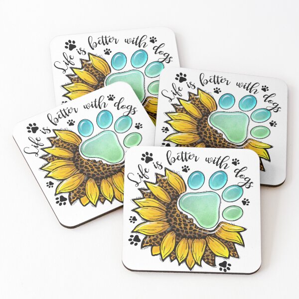 Item preview, Life is Better with Dogs - Sunflower and Paw Print designed and sold by Fernandink1.