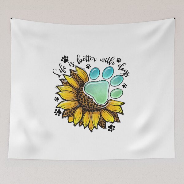 Item preview, Life is Better with Dogs - Sunflower and Paw Print designed and sold by Fernandink1.