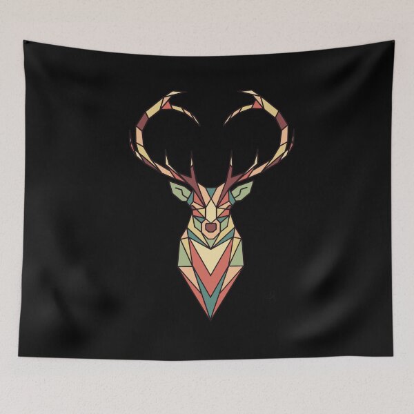 Item preview, Modern Geometric Deer - Woodland Love on Black Background designed and sold by YaraCreatyque.