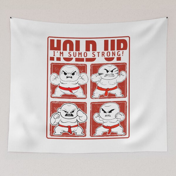 Item preview, Hold Up, I'm Sumo Strong! Humorous Sumo Fighters On White Background designed and sold by SplashTastic.