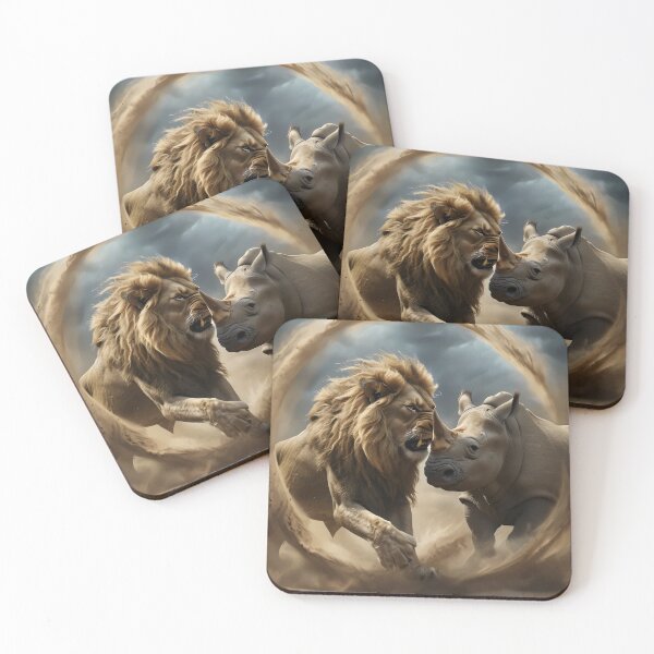 Item preview, A duel between the king of the jungle and the giant of the savannah. designed and sold by MyHappyArtShop.