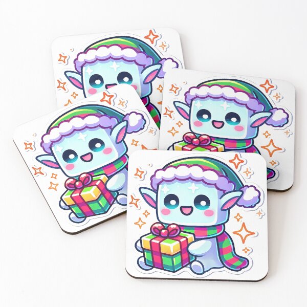 Item preview, Cute Ghast Elf with Christmas Present Kawaii Cartoon Holiday Design designed and sold by pixelpopplanet.