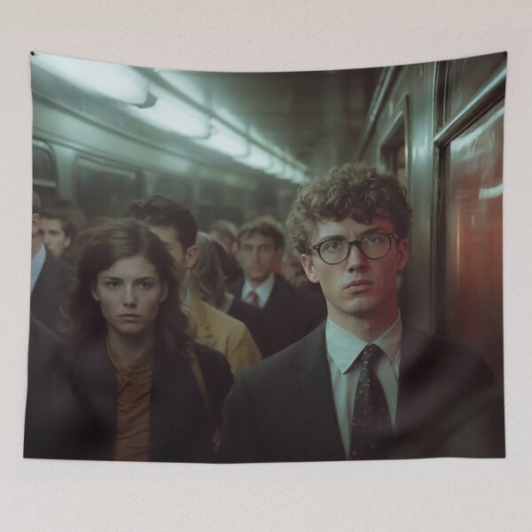 Item preview, Urban Subway Rush Hour Scene with Diverse Commuters designed and sold by regnumsaturni.