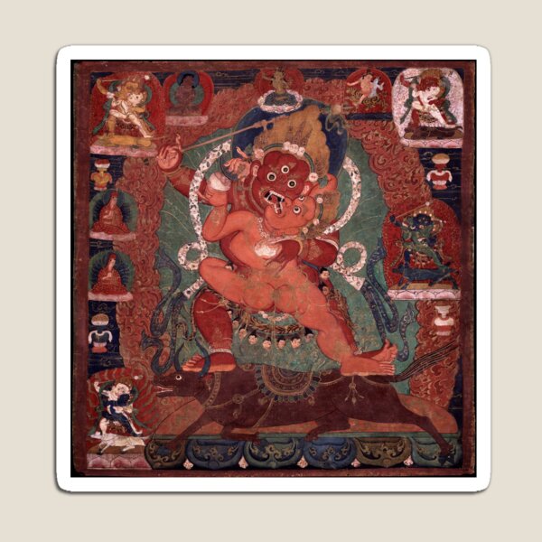 Item preview, Mandala 214 Yamari Rakta Buddhist Deity Virupa Lineage 5 Deity 1700s designed and sold by GuyBlank.