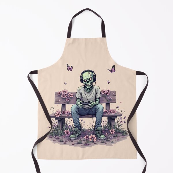 Item preview, Zombie Gamer on a Bench - Gaming Skull with Headphones designed and sold by BNCH44.