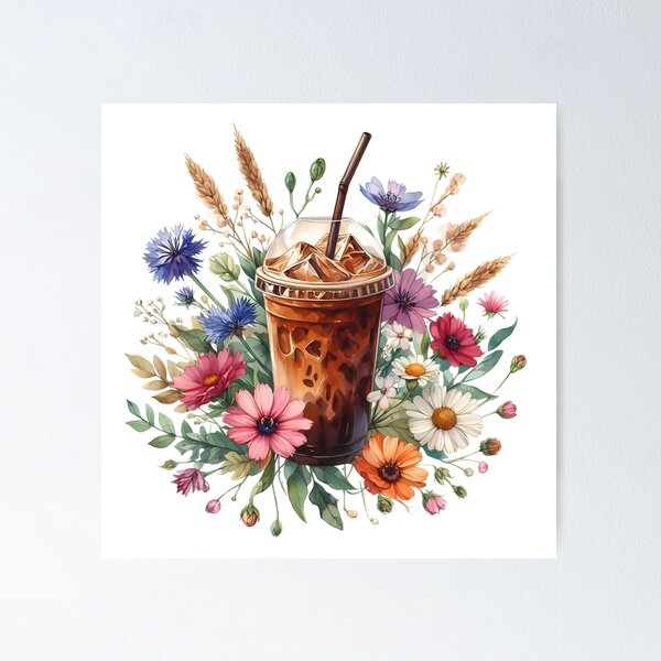 Artikelvorschau, Eiskaffee Wildflower Design Cafe entworfen und verkauft von MoonMonkeyNbear.