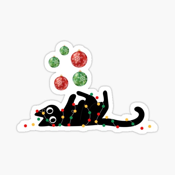 Item preview, Happy Black Cat Tangled Up In Christmas colorful brightTree Lights designed and sold by Sand-Store.