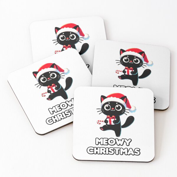 Item preview, Black Cat Christmas Santa Hat Funny Meowy Cats Lovers Matching Family  designed and sold by Creat-Des.
