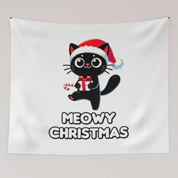 Item preview, Black Cat Christmas Santa Hat Funny Meowy Cats Lovers Matching Family  designed and sold by Creat-Des.