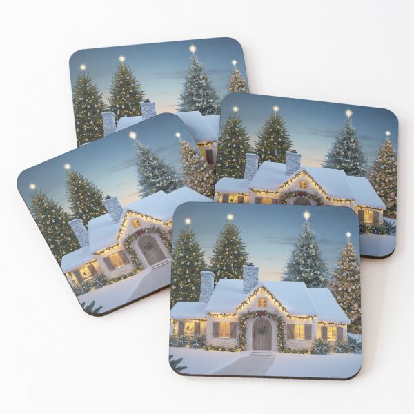 Item preview, Enchanting Snowy Cottage with Christmas Trees and Glowing Stars      designed and sold by T-shirtMill.
