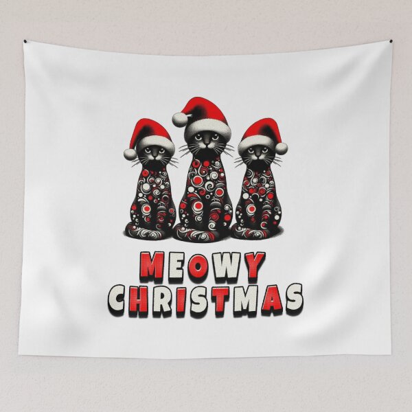 Item preview, Black Cat Christmas Santa Hat Funny Meowy Cats Lovers Matching Family  designed and sold by Creat-Des.