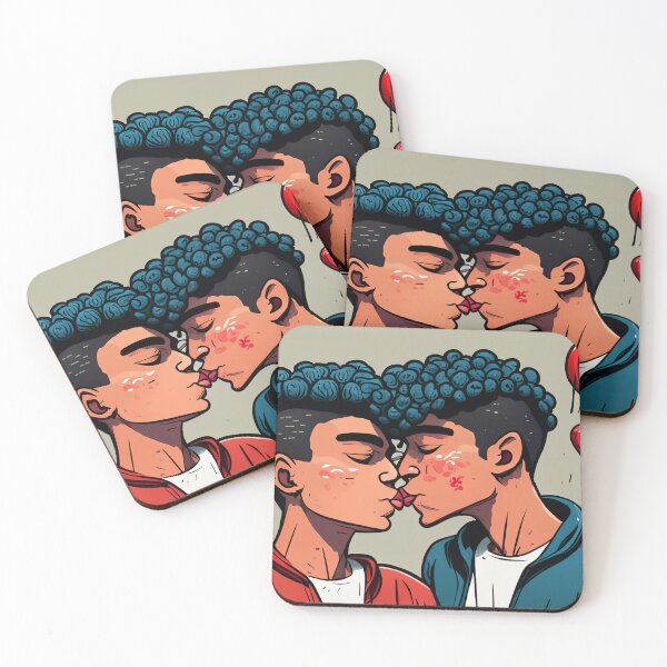 Item preview, Cartoon of two men kissing designed and sold by Photopat.