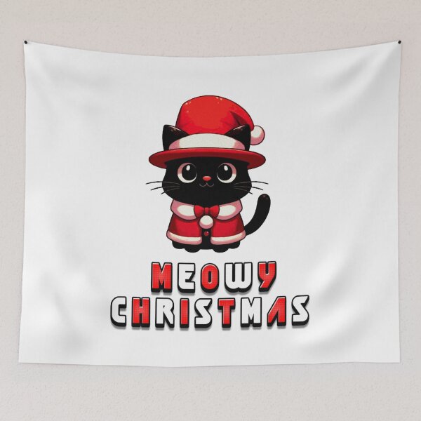 Item preview, Black Cat Christmas Santa Hat Funny Meowy Cats Lovers Matching Family  designed and sold by Creat-Des.