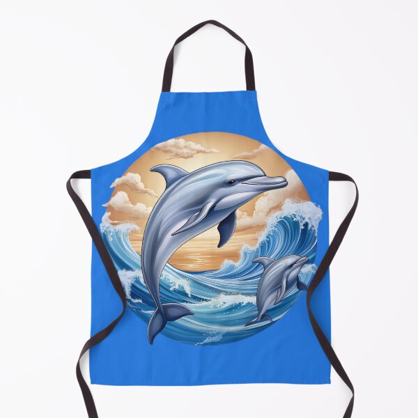 Item preview, Dolphins Leaping Through Ocean Waves designed and sold by BeachBreezyVA.