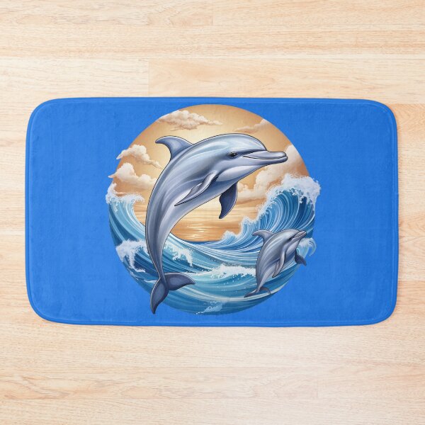 Item preview, Dolphins Leaping Through Ocean Waves designed and sold by BeachBreezyVA.