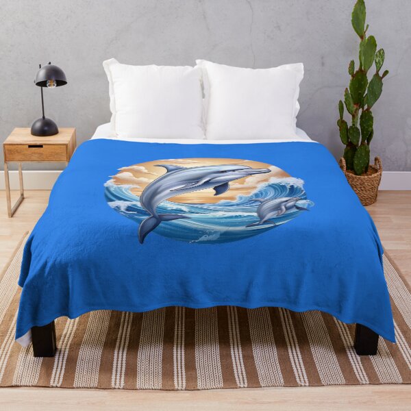 Item preview, Dolphins Leaping Through Ocean Waves designed and sold by BeachBreezyVA.