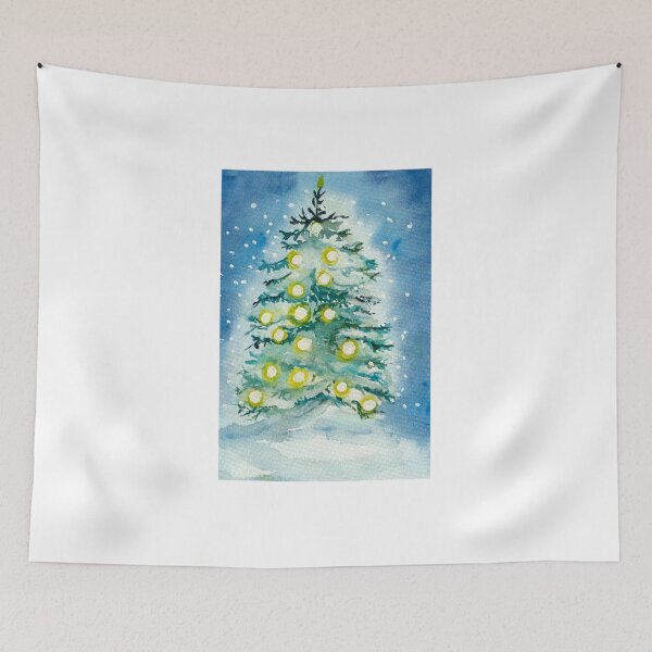 Item preview, Radiant Christmas Tree Illuminating a Snowy Winter Night designed and sold by artshop77.