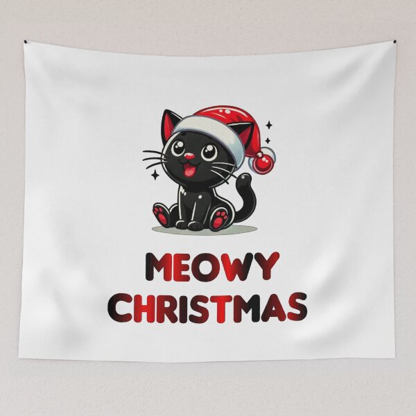 Item preview, Black Cat Christmas Santa Hat Funny Meowy Cats Lovers Matching Family  designed and sold by Creat-Des.