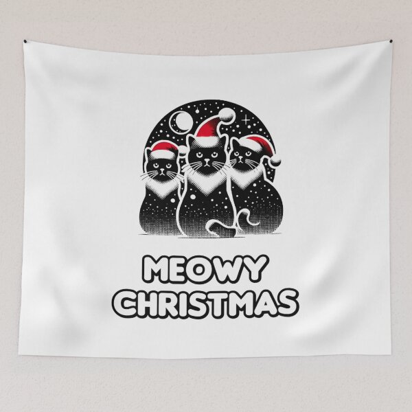 Item preview, Black Cat Christmas Santa Hat Funny Meowy Cats Lovers Matching Family  designed and sold by Creat-Des.