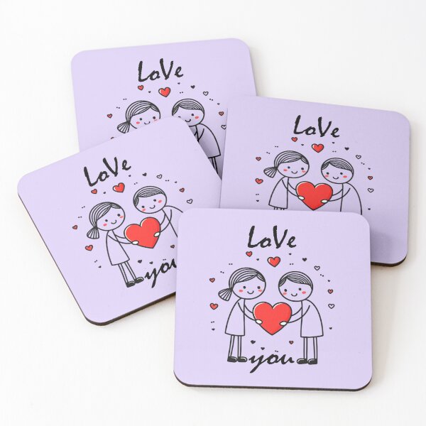 Item preview, Romantic Stick Figure Art with Hearts designed and sold by hobikeyfimartdijital.