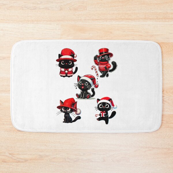 Item preview, Black Cat Christmas Santa Hat Funny Meowy Cats Lovers Matching Family  designed and sold by Creat-Des.