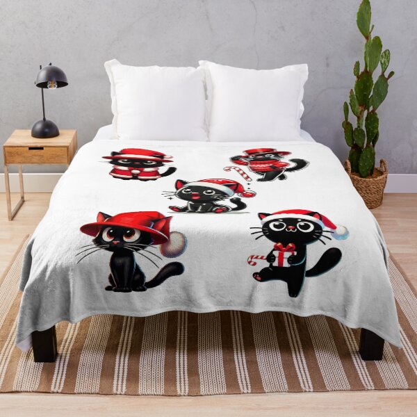 Item preview, Black Cat Christmas Santa Hat Funny Meowy Cats Lovers Matching Family  designed and sold by Creat-Des.