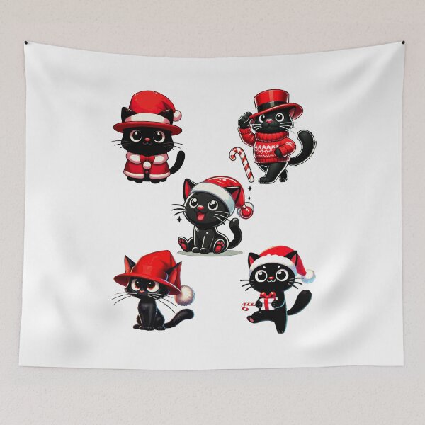 Item preview, Black Cat Christmas Santa Hat Funny Meowy Cats Lovers Matching Family  designed and sold by Creat-Des.