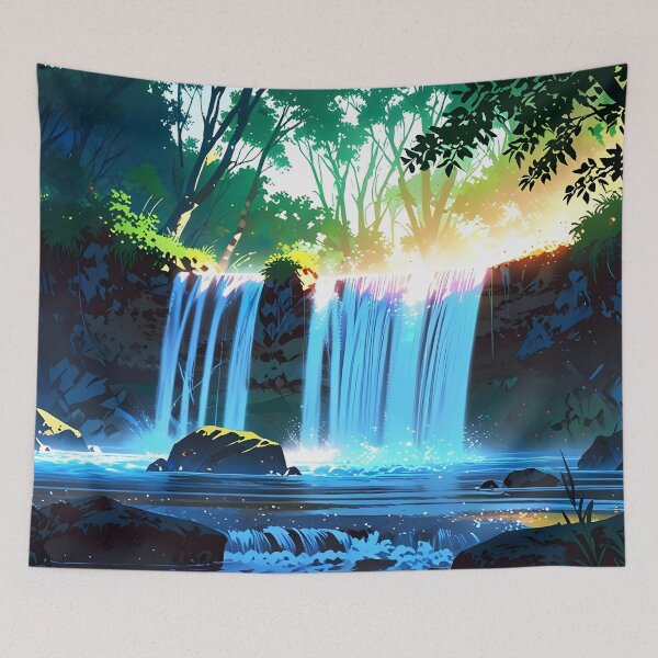 Item preview, waterfall in the green forest or green jungle 4 designed and sold by AA-designstore.