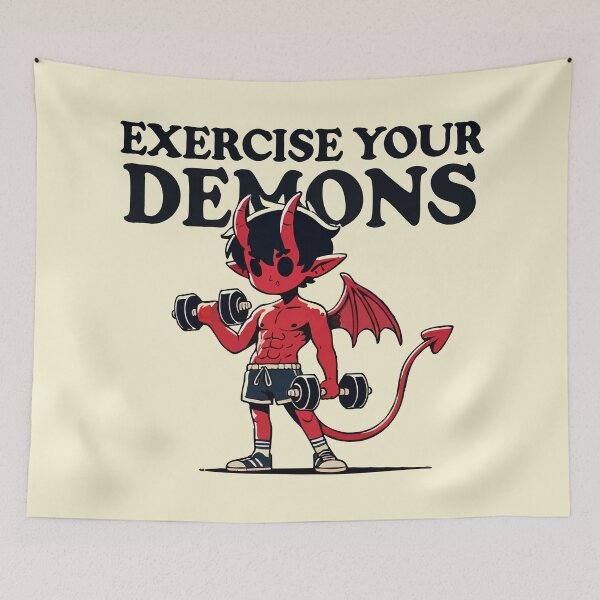 Item preview, Exercise Your Demons Funny Retro Vintage designed and sold by TomFrontierArt.