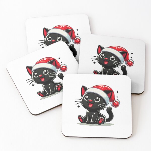 Item preview, Black Cat Christmas Santa Hat Funny Meowy Cats Lovers Matching Family  designed and sold by Creat-Des.