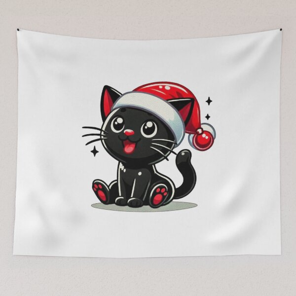 Item preview, Black Cat Christmas Santa Hat Funny Meowy Cats Lovers Matching Family  designed and sold by Creat-Des.