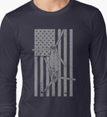 CH-47 Chinook Helicopter Vintage Flag Design Long Sleeve T-Shirt