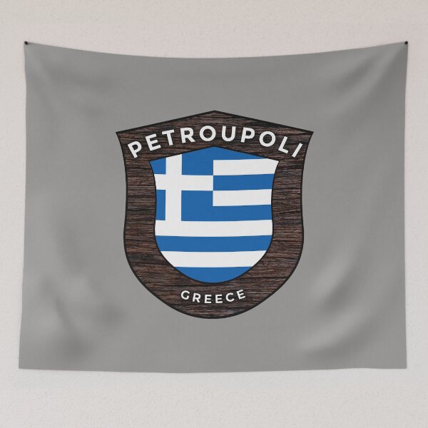 Item preview, Petroupoli Greece Emblem Flag designed and sold by World Designs.