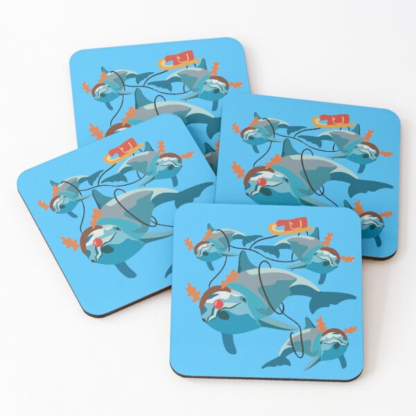 Item preview, C is for Christmas At The Zoo ,Christmas Dolphin – Festive Holiday Marine Mammal Illustration designed and sold by PrettylittlepastelUk.