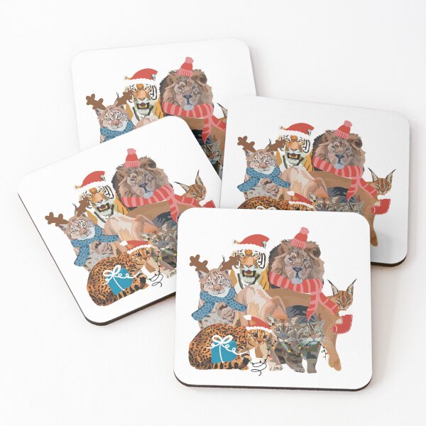 Item preview, C is for Christmas At The Zoo ,Christmas Carnivores – Festive Lion, Tiger, Lynx & Wildcat Holiday Illustration designed and sold by PrettylittlepastelUk.