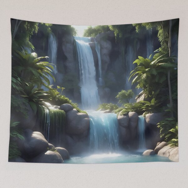 Item preview, waterfall in the green forest or green jungle 4 designed and sold by AA-designstore.