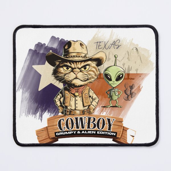 Item preview, Texas Cowboy Cat & Alien - Funny Texas Cowboy & cat lover gift designed and sold by MaFleiva.