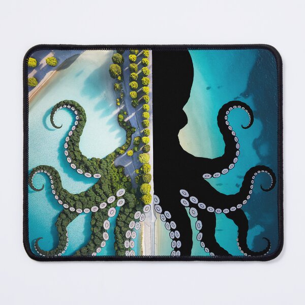 Item preview, Octopus Silhouette Over Aerial Landscape designed and sold by ZetaDream.