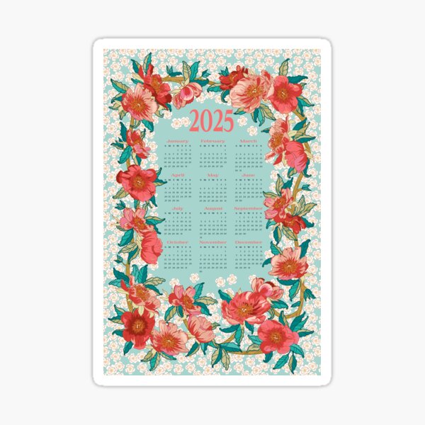 Floral Calendar 2025 Sticker