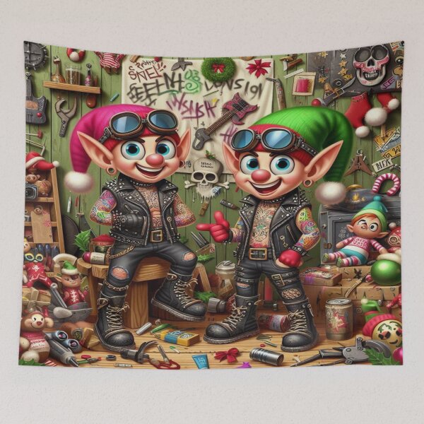 Artikelvorschau, Punk Elves’ Workshop – Perfektes Geschenk, Urlaubsgeschenk, Urlaubsregal, Festtagsgeschenk entworfen und verkauft von Imaginarium of Chaos falcon88 .