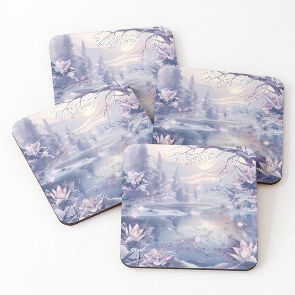 Item preview,  Mountains and river covered with snow. Winter landscape. Pastel colors. designed and sold by MagelliShop.