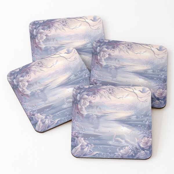 Item preview,  Mountains and river covered with snow. Winter landscape. Pastel colors. designed and sold by MagelliShop.