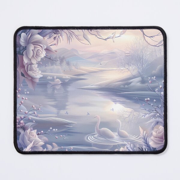 Item preview,  Mountains and river covered with snow. Winter landscape. Pastel colors. designed and sold by MagelliShop.