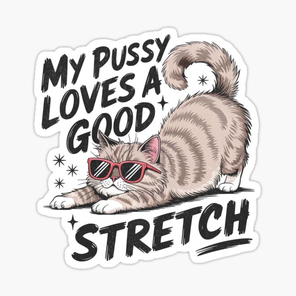 Item preview, My Pussy Loves A Good Stretch Raunchy Cat Meme designed and sold by beansterp.