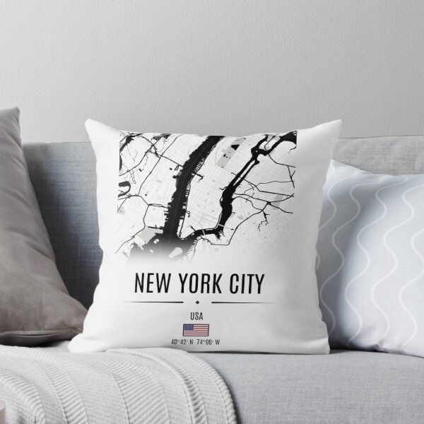 Item preview, Black and White New York City Map Art | NYC Coordinates Wall Decor | American Flag Print  designed and sold by Psycho-Crazy.