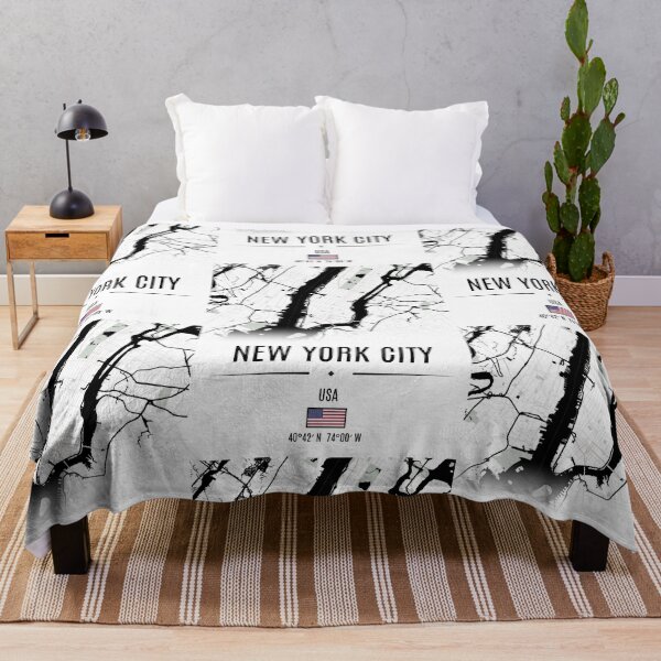 Item preview, Black and White New York City Map Art | NYC Coordinates Wall Decor | American Flag Print  designed and sold by Psycho-Crazy.