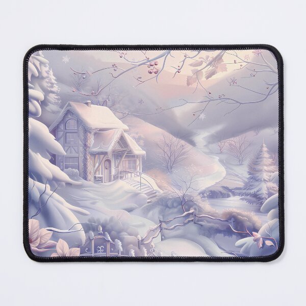 Item preview, Mountain landscape. Houses in the mountains covered with snow. Winter landscape. Pastel colors. designed and sold by MagelliShop.