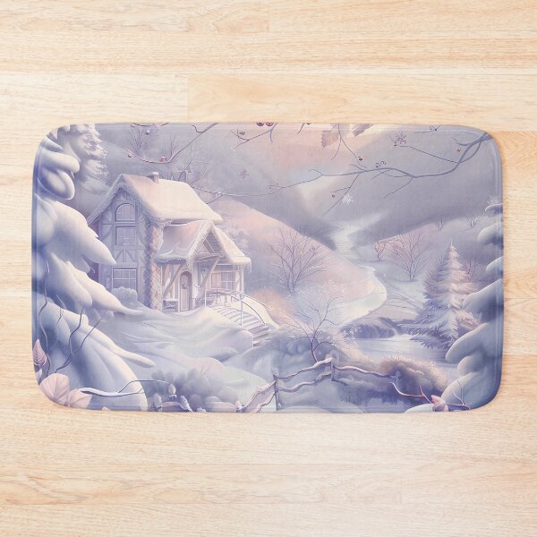 Item preview, Mountain landscape. Houses in the mountains covered with snow. Winter landscape. Pastel colors. designed and sold by MagelliShop.