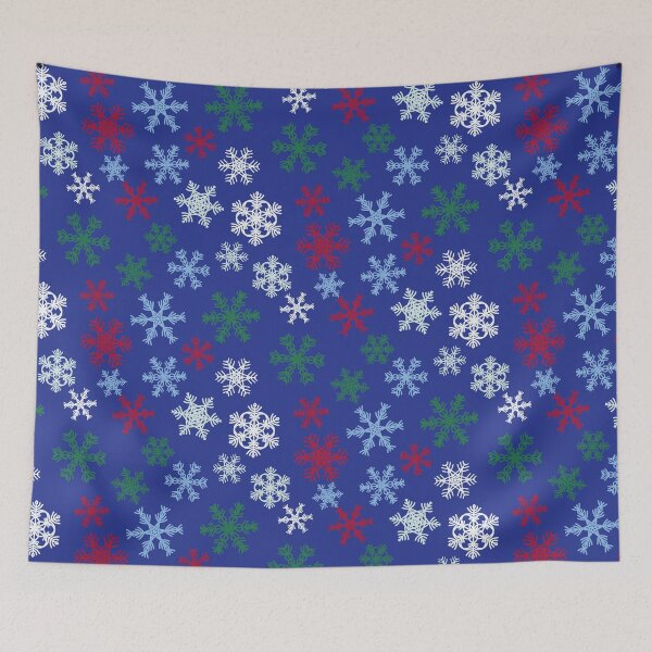 Item preview, Bright Scattered Nordic Snowflakes Red Green Blue designed and sold by GenAumonier.